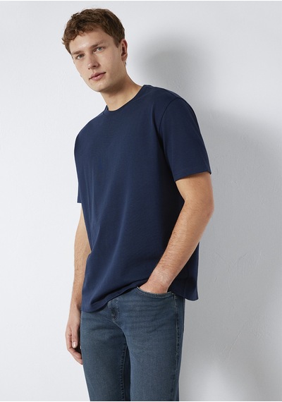 Mavi - Bisiklet Yaka Lacivert Basic Tişört 0611596-70497 Lacivert