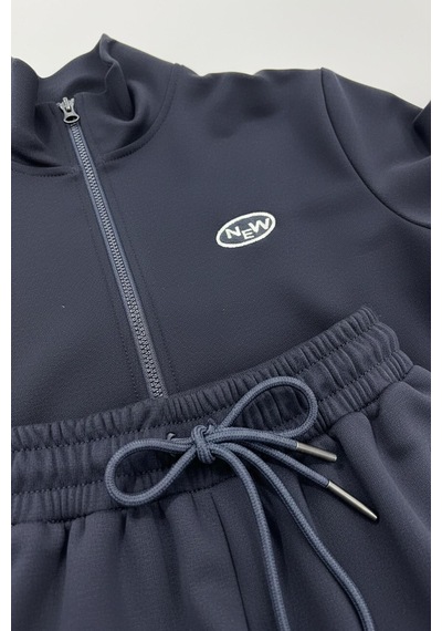 New Kids Fermuarlı Cepli Çocuk Unisex Eşofman Takımı-90927 Lacivert