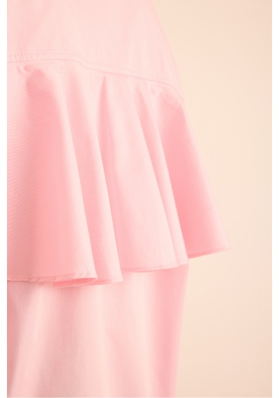 Aker Sırtı Volan Detaylı Cotton Gömlek Pembe Pembe