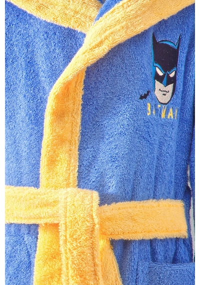Batman Gotham City Lisanslı Kapüşonlu Çocuk Bornozu 9/10 Yaş Mavi