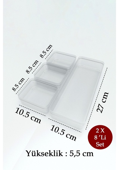 8 Parça Çekmece İçi Makyaj Ve Takı Düzenleyici Organizer Set