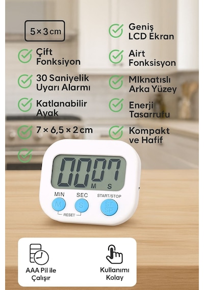 Wf Büyük Ekran Dijital Elektronik Mutfak Saati Zamanlayıcı Thr305byx