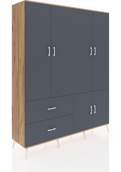 Hyperion Gardrop 5 Raflı 2 Çekmeceli 2 Askılı 176x44x221 Çam-antrasit Antrasit Hyperion Gardrop 5 Raflı 2 Çekmeceli 2 Askılı 176x44x221 Çam-antrasit Antrasit