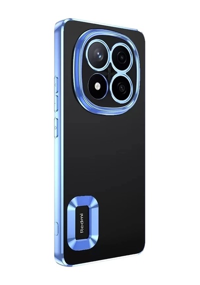 Xiaomi Poco X7 Kılıf Kamera Lens Korumalı Şeffaf Parlak Kenar Logo Açık Omega Kapak Mavi Siyah Gold Çok Renkli