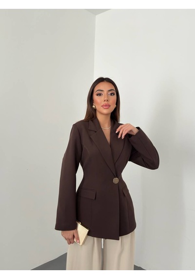Hopıan Kadın Kahverengi Oturtmalı Blazer Ceket