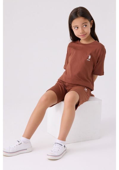 U.S. Polo Assn. Kız Çocuk Kahverengi Bermuda Takım Us1848-c-v48 Kahverengi