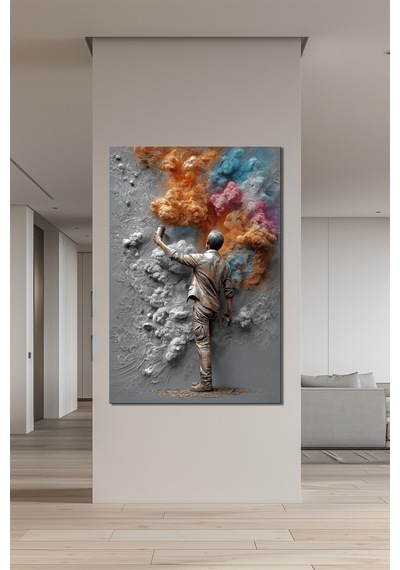 Graffiti Sanatçı Baskılı Cam Tablo Modern Renk Patlaması Duvar Dekoru