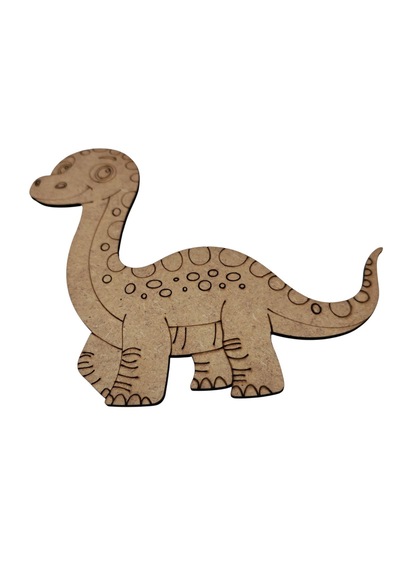 Ahşap Boyanabilir Dinozor Figürü Brontosaurus 17x14 Cm - 3mm Mdf Eğitici Boyama Seti 10 Adet