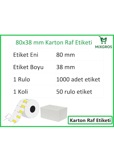 80x38 Mm Karton Termal Raf Reyon Etiketi Sarı Fiyat Çerçeveli 1 Rulo: 1000 Adet Etiket 1 Koli: 50 Rulo Etiket