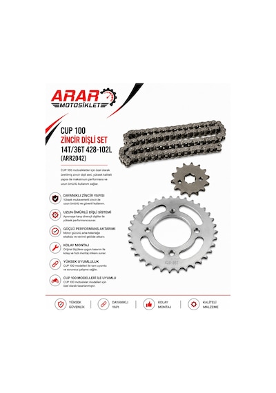 Cup 100 Zincir Dişli Set 14t/36t 428-102l Arr2042