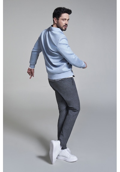 Avva Erkek Mavi Bomber Yaka Süet Dokulu Mevsimlik Comfort Fit Mont B006045