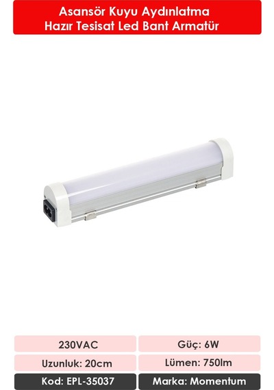 Momentum Lineer Led Armatür T10 7000k 230vac 5w 20cm Epl-35037 Beyaz