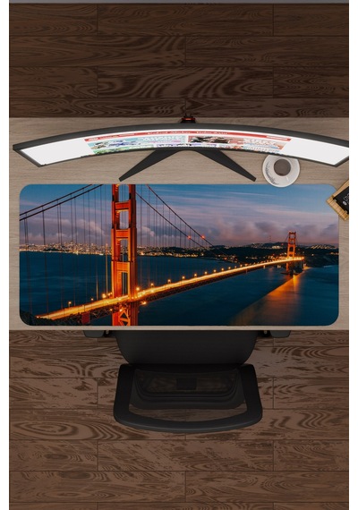 Golden Gate Köprüsü Kaliforniya Abd 2 V3 90x40 Xxl Gaming Kauçuk Kaymaz Taban Mouse Pad Fare Altlığı