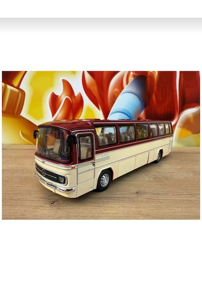 1:24 Mercedes Benz Otobüs Eski Nostaljik Otobüs Krem-bordo 25cm