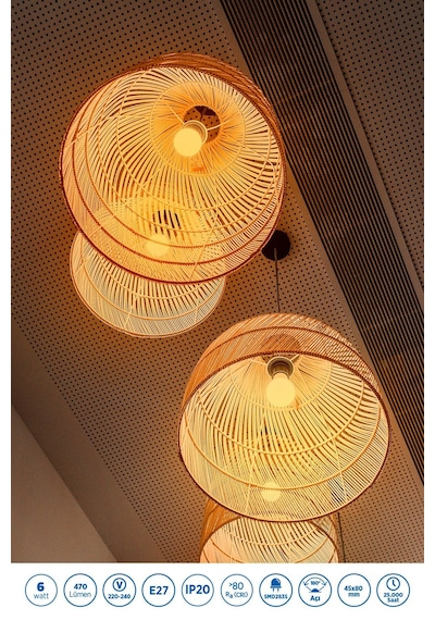 Rtl09121 Rother G45 Led Ampul 6w E27 470 Lümen 3000k Sarı Işık - Enerji Tasarruflu Ampul