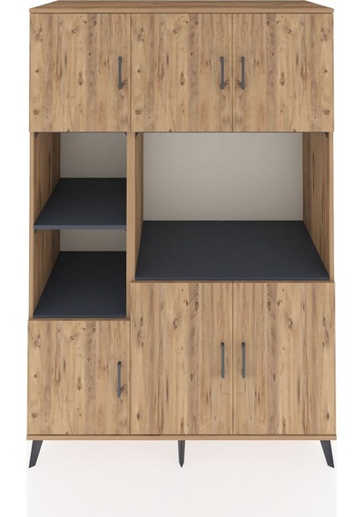 Kronos Dolap 9 Raflı 6 Kapaklı 132x59x195 Çam-çam/antrasit Çam