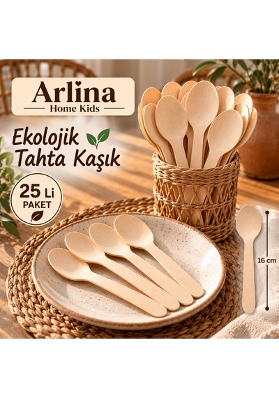 16 Cm Ekolojik Tahta Kaşık 25 Li Ahşap