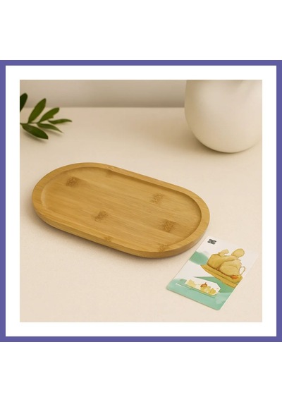 Bezos Ahşap Bambu Oval Mini Servis Tepsisi 25 X 14 X 1.4 Cm Nıda