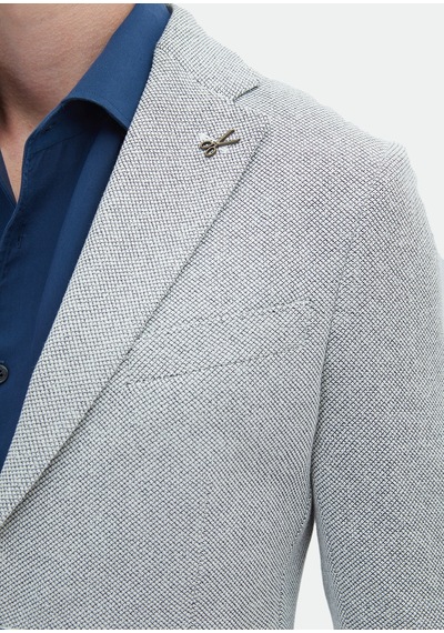 Ramsey Ekru Mikro Shirt Shoulder Slim Fit Pamuk Karışımlı Örme Ceket