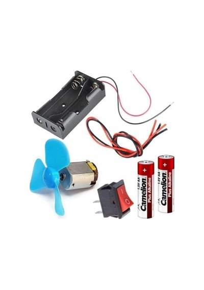 3v Motor Pervane Pil Kutusu Anahtar Deney Seti Eğitici Oyuncak Motoru R130 Mini Elektrik Motoru - 906039971