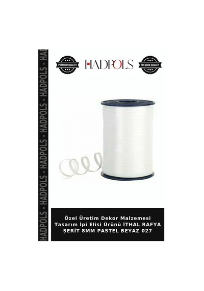 Özel Üretim Dekor Malzemesi Tasarım İpi Elisi Ürünü İthal Rafya Şerit 8mm Pastel Beyaz 027