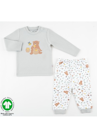 Motherlove %100 Organik Bebek Pijama Takımı 3 - 36 Ay Gri