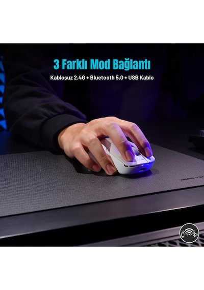 Aj199 Karbon Fiber 3 Modlu Ultra Hafif 24.000 Dpı, Oyuncu Mouse Paw3311 Sensör-500 Mah Batarya Diğer