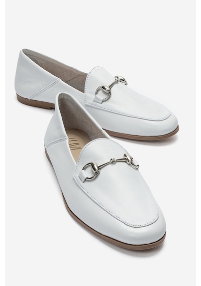 Luvishoes F03 Beyaz Cılt Derı Kadın Babet Beyaz