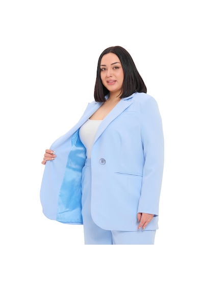 Disentis Büyük Beden Tek Düğmeli Bebe Mavi Ceket Pantolon İkili Takım Bebe Mavi