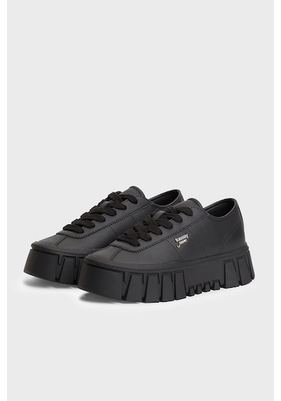 Tommy Jeans Hakiki Deri Sneaker Ayakkabı Kadın Ayakkabı En0en03165 Bds Siyah
