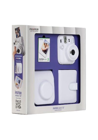 Instax Mini 13 Beyaz Fotoğraf Makinesi 10'lu Film Kare Albüm Ve Deri Kılıf Bundle Box