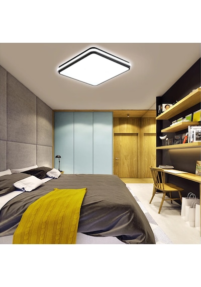 Siyah Kare Kumandalı Dimli 3 Işık Renkli 60x60cm Led Tavan Lambas Siyah