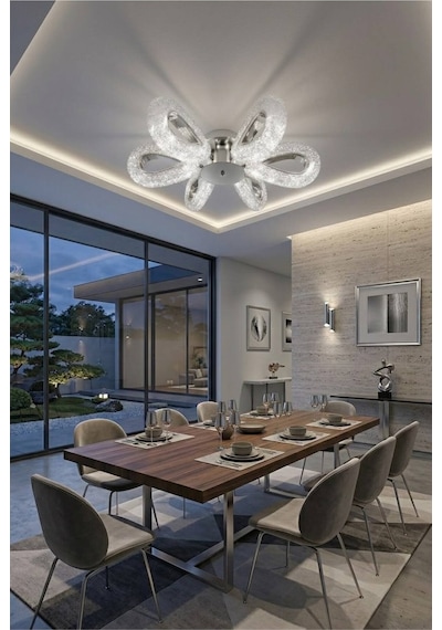 LumiaLighting Damla Model 6"lı Gümüş Kumandalı 3 Renk Modu Ledli Modern Plafonyer Salon Mutfak Çocuk Yatak Odası Led Avize