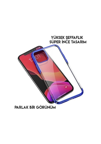Baseus Glitter Case Apple iPhone Uyumlu iPhone 11 Pro 5.8 Şeffaf Lüx Silikon Kılıf- 5775 Mavi