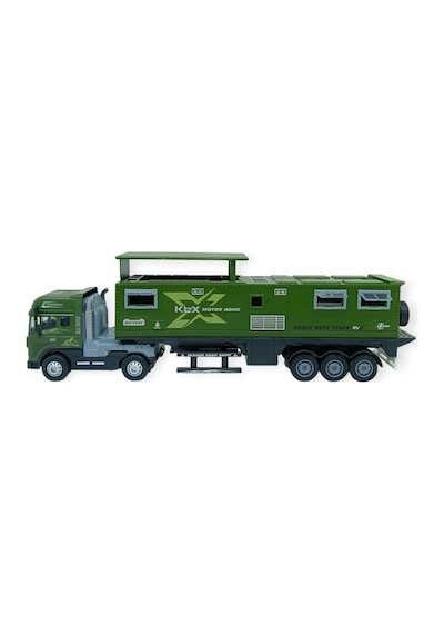 Metal Tır 1:24 - Sesli Işıklı Karavan Tır 39 Cm - Yeşil Çok Renkli