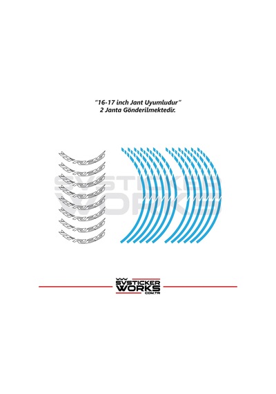 Yamaha Yzf-r25 Jant Sticker Dış Ve İç Set Sticker Jant Şeridi Mavi