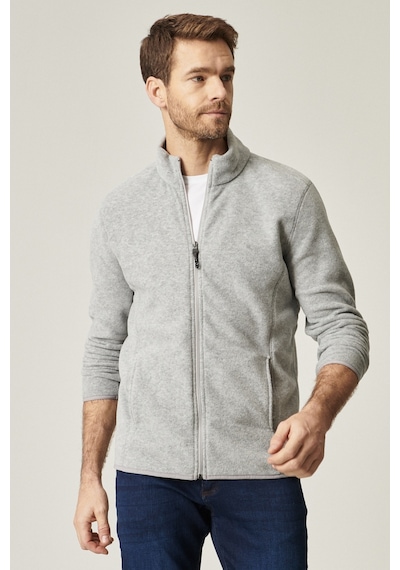 AC&Co / Altınyıldız Classics 4A5221100014GMJS Standart Fit Fermuarlı Bato Yaka Polar Erkek Ceket Gri