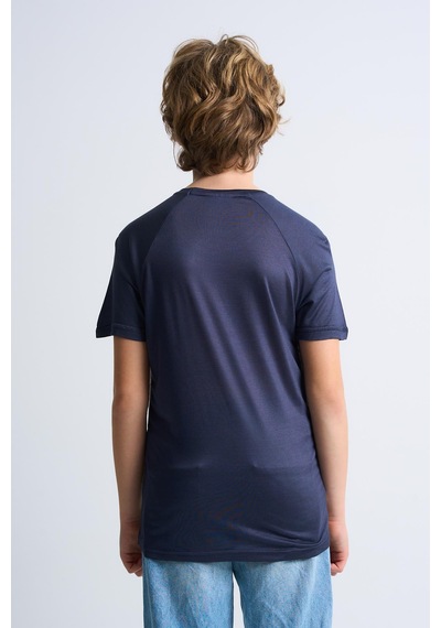 Alexandergardi Alexandergardı Cep Detaylı Baskılı Likralı Çocuk T-shirt Lacivert