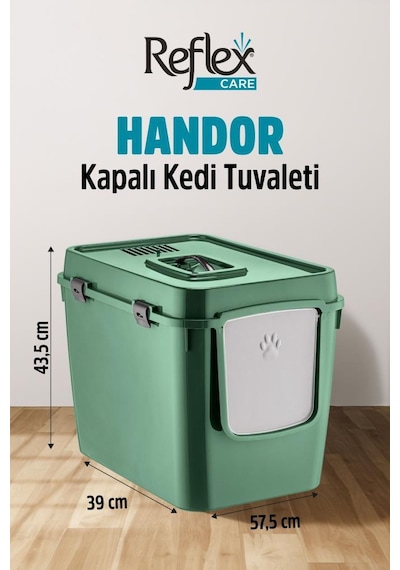Reflex Care Handor Kapalı Kedi Tuvaleti Yeşil 57,5 X 43,5 X 39 Cm