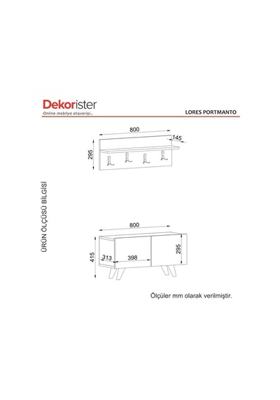 Dekorister Lores Portmanto Beyaz-Ceviz