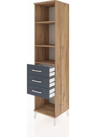 Hyperion Dolap 3 Raflı 3 Çekmeceli 44x44x195 Çam-antrasit Atlas Çam
