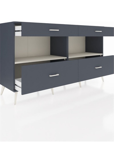 Hyperion Konsol 2 Raflı 4 Çekmeceli 176x44x99 Antrasit-aytaşı/an Antrasit-aytaşı/antrasit