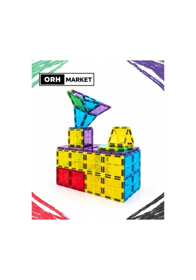 ORH Market 110 Parça 7.5 Cm Büyük Boy Manyetik Blok Seti Güçlü Mıknatıslı Zeka Geliştirici Eğitici Oyuncak