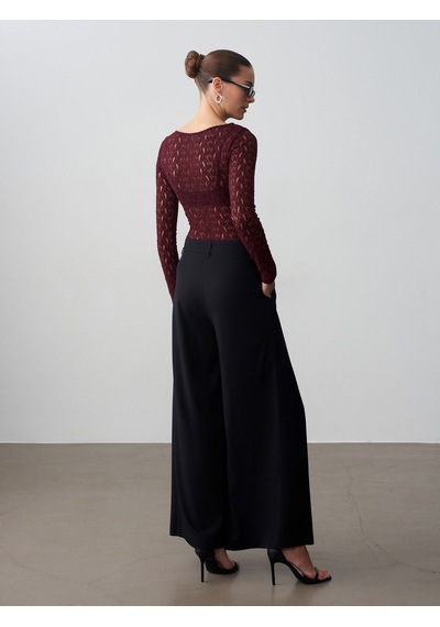 Dilvin 72665 İnce Kemerli Pantolon-siyah