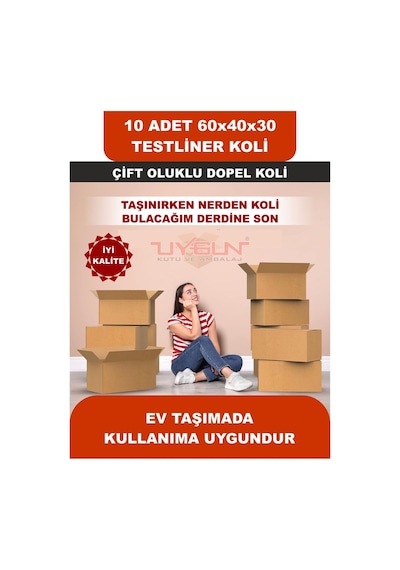 10 Adet 60x40x30 Ev Taşıma Kolisi, Çeyiz Kolisi, Boş Koli, Çift Oluklu Tssst Dopel