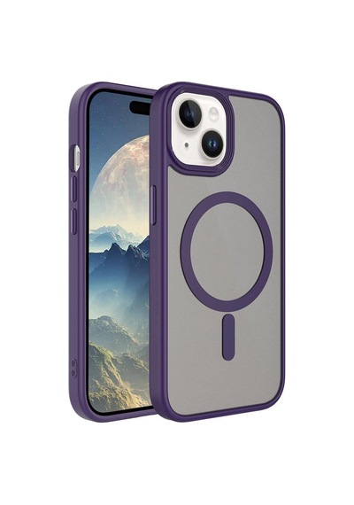 Apple Uyumlu  iPhone 15 Kılıf Mat Arka Yüzey Wireless Şarj Özellikli Zore Flet M-safe Kapak