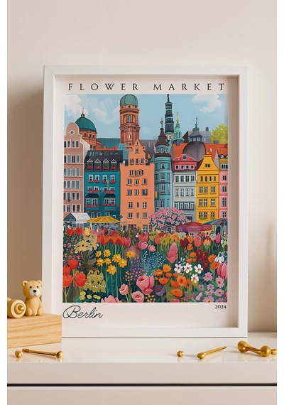 Berlin Almanya Çerçeveli Tablo Seyahat Severlere Salon Ve Ofis İçin Estetik Duvar Dekoru Travel Flower Market