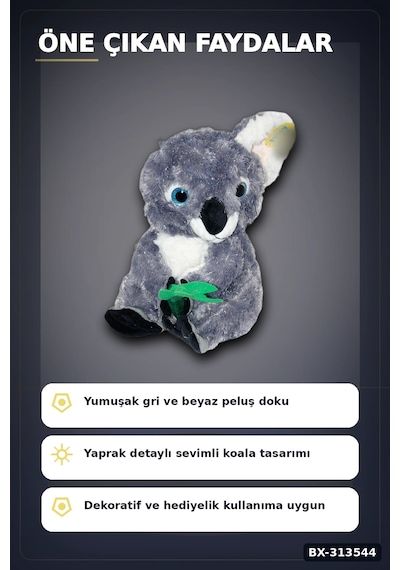 Bay 30 Cm Yumuşak Bambulu Peluş Koala Oyuncak - Çocuk Odası Hediyelik Dekor Bx-313544 Najmaddin