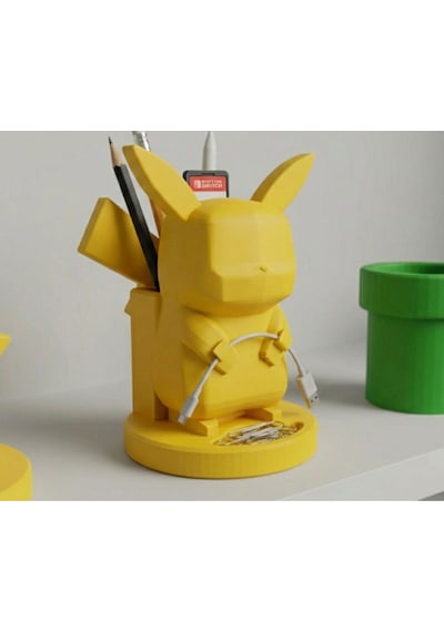 Pikachu Figürlü Dekoratif Masaüstü Düzenleyici Ve Kalemlik - Özel Tasarım