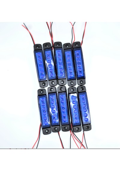 10 Adet Mavi Parmak Lamba 6 Led 12v 24v